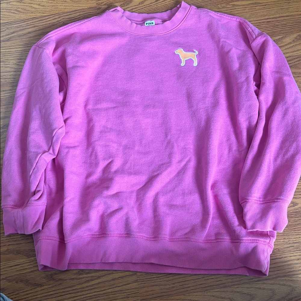 Victoria’s Secret PINK ivy fleece oversized crew sweatshirt - pink lollipop